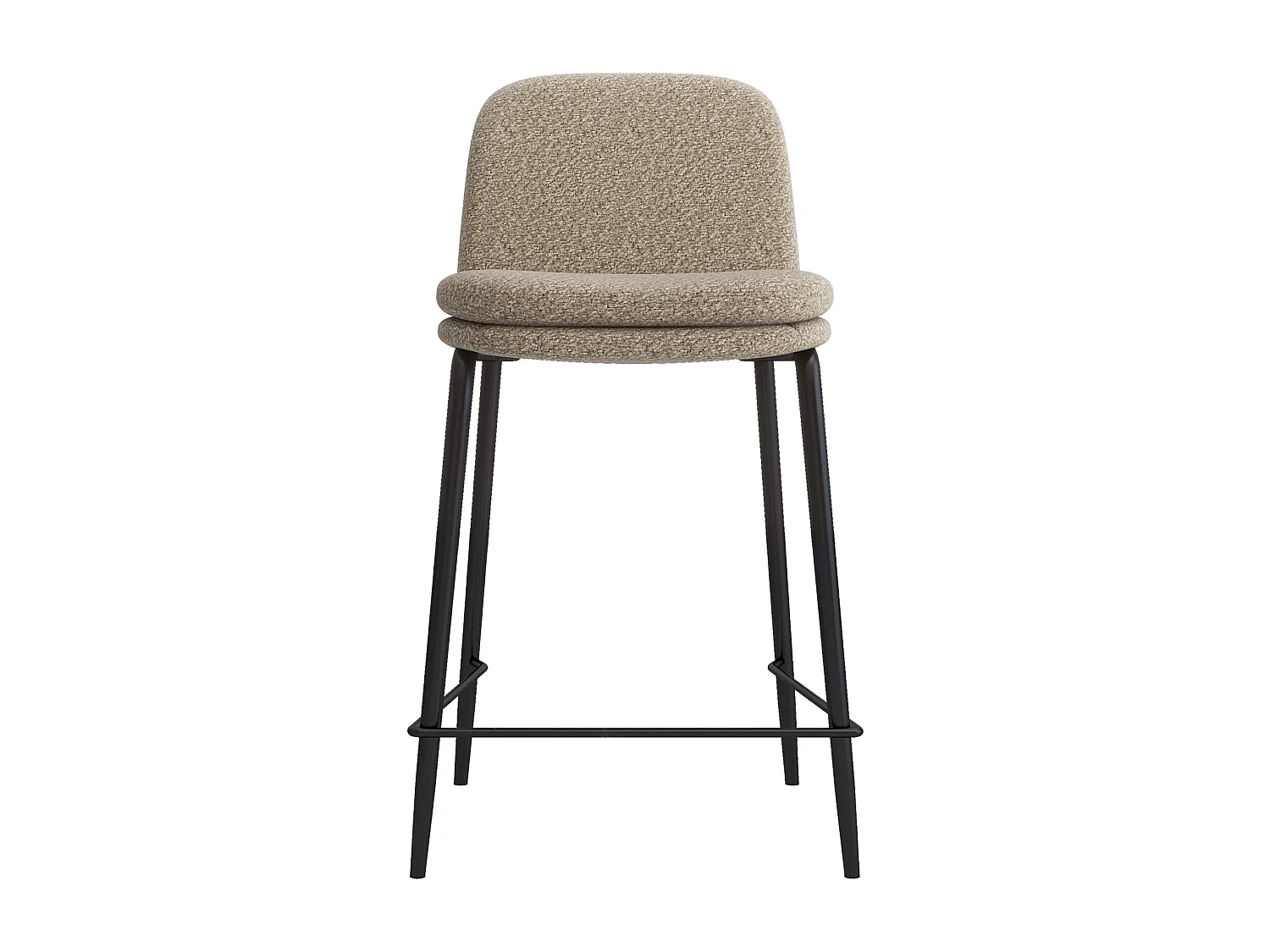 NOLAN-Chaise de bar en tissu Bouclé Grège (x2)