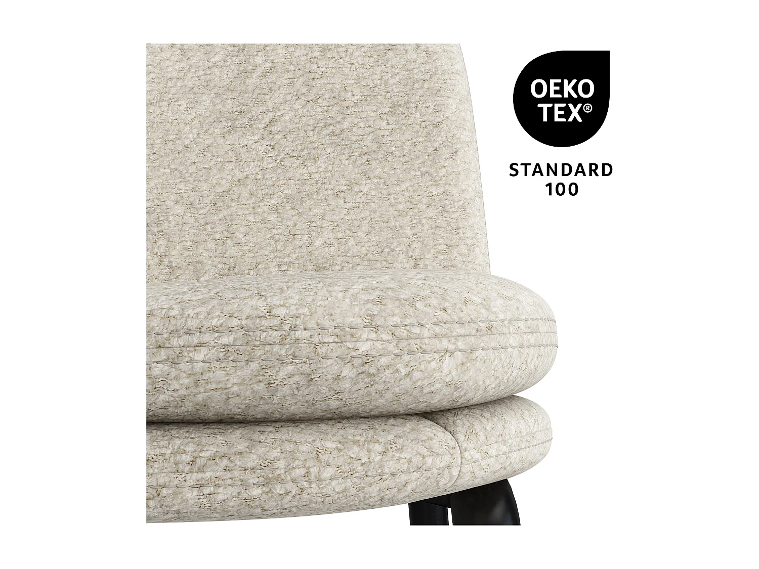 NOLAN-Chaise de bar en tissu Bouclé Lin (x2)