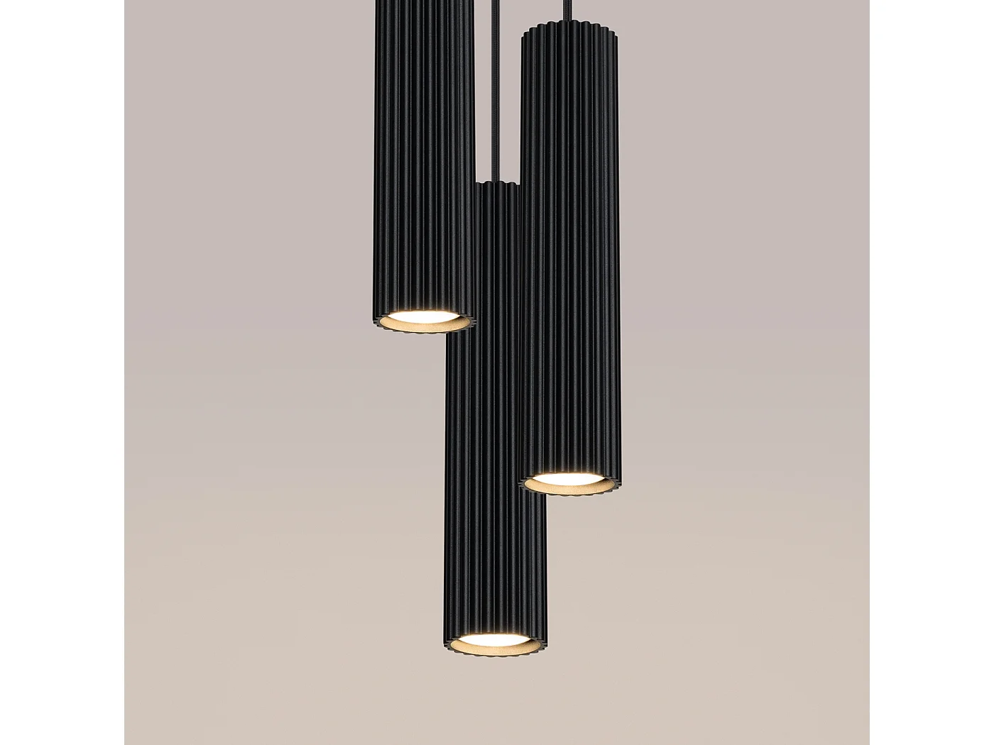 Hanglamp Karbon Minimalistisch Van  - 3 Lichtbronnen - L.19,5 X H.108 Cm - Zwart