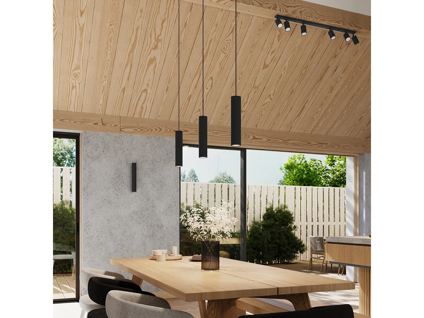 Lampe À Suspension Karbon Minimaliste En Aluminium - 3 Sources Lumineuses - L.19,5 X H.108 Cm - Noir