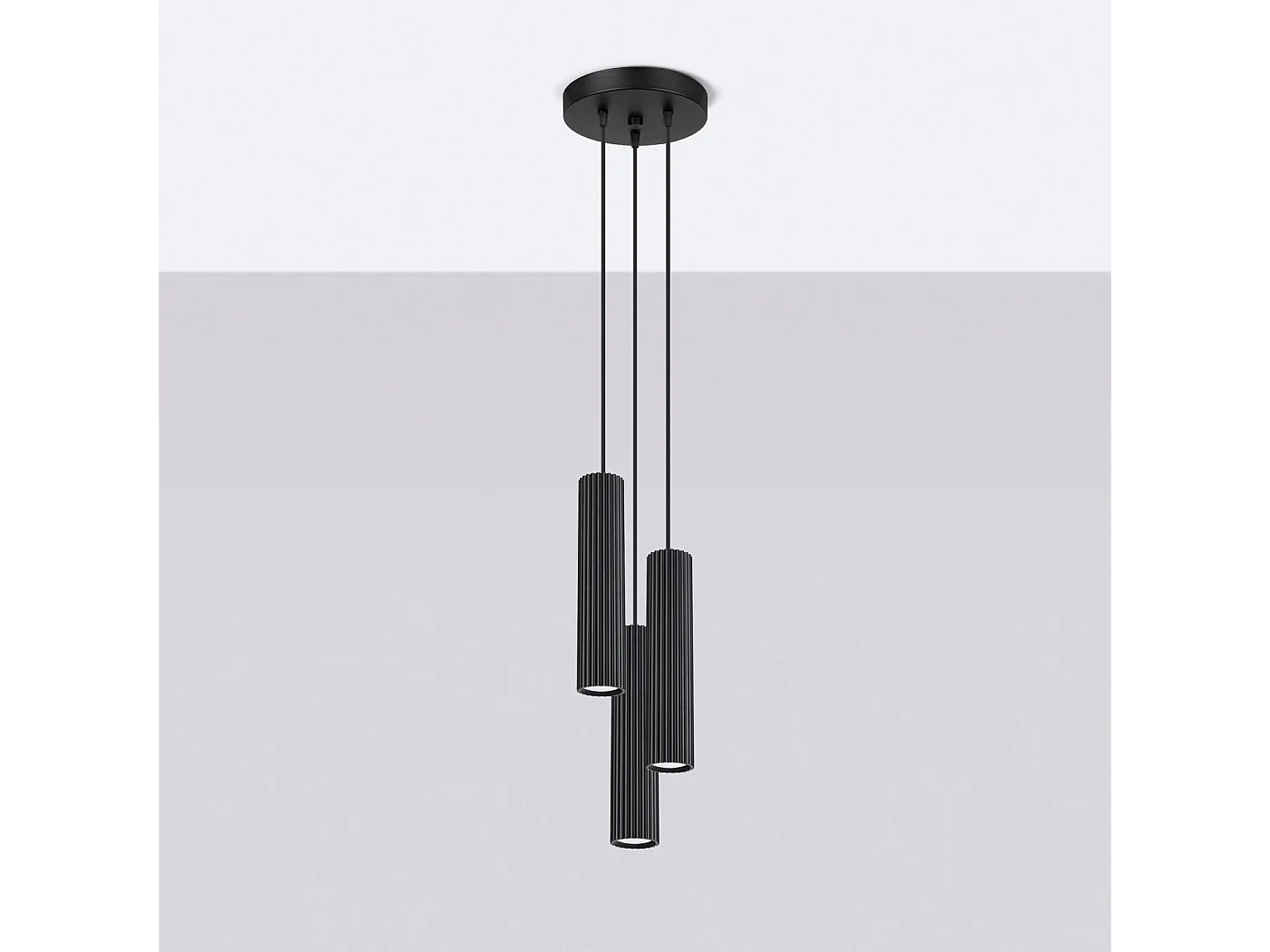 Lampe À Suspension Karbon Minimaliste En Aluminium - 3 Sources Lumineuses - L.19,5 X H.108 Cm - Noir