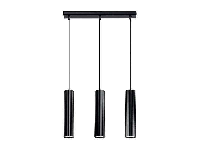 Lampada A Sospensione Karbon Minimalista Di Alluminio - 3 Sorgenti Luminose - L.45 X A.98 Cm - Nero