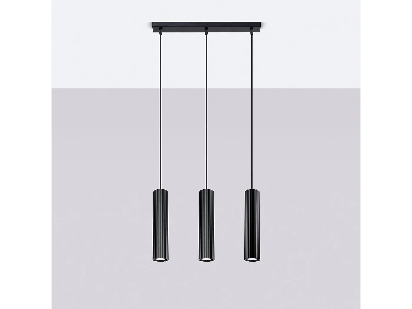 Lampe À Suspension Karbon Minimaliste En Aluminium - 3 Sources Lumineuses - L.45 X H.98 Cm - Noir