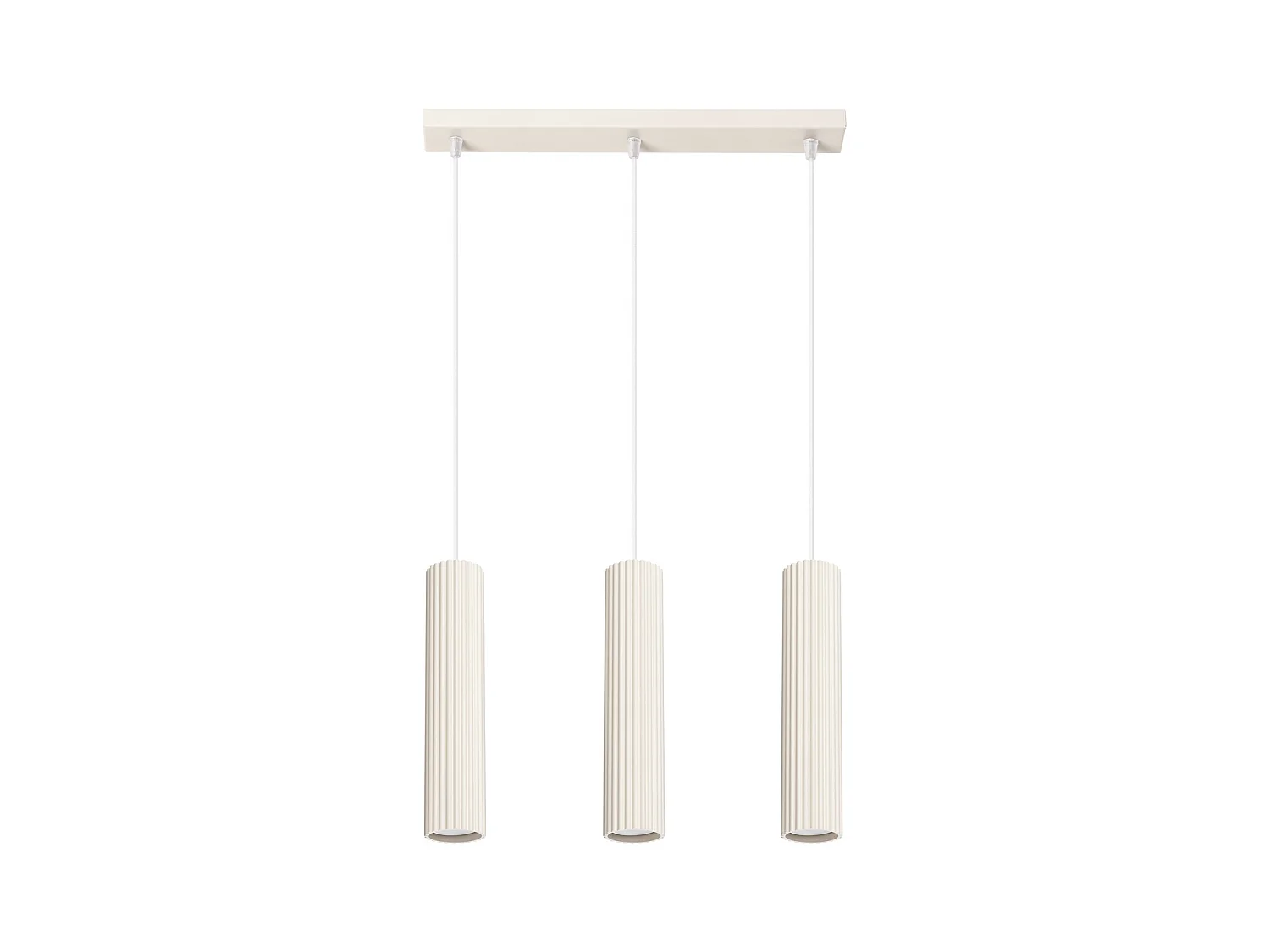 Lampe À Suspension Karbon Minimaliste En Aluminium - 3 Sources Lumineuses - L.45 X H.98 Cm - Beige