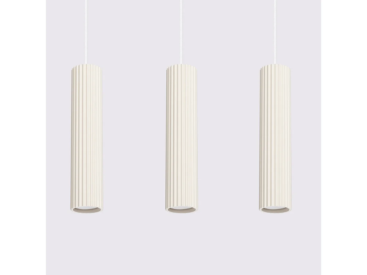 Lampe À Suspension Karbon Minimaliste En Aluminium - 3 Sources Lumineuses - L.45 X H.98 Cm - Beige