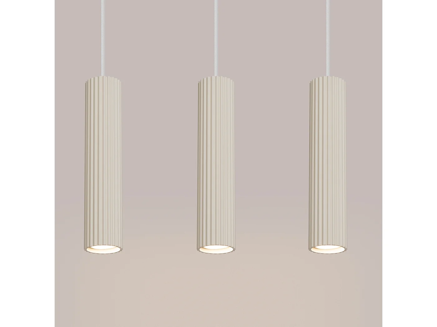 Lampe À Suspension Karbon Minimaliste En Aluminium - 3 Sources Lumineuses - L.45 X H.98 Cm - Beige