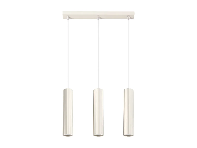Luminária Pendente Karbon Minimalista, Alumínio - 3 Lichtbronnen - L.45 X H.98 Cm - Bege