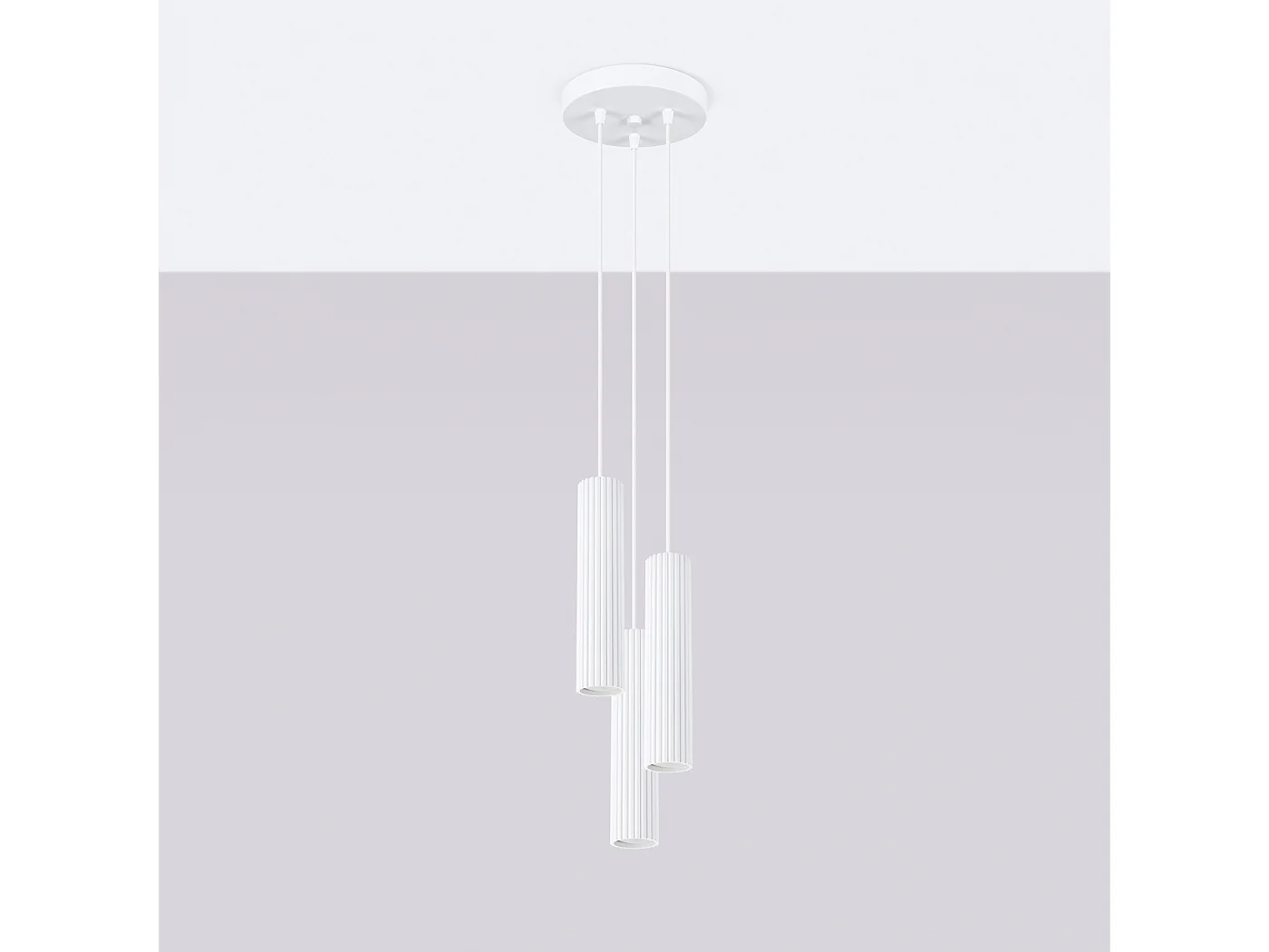 Lampa Wisząca Minimalistyczny Karbon, Aluminium - 3 Źródło - L.19.5 X H.108 Cm - Biały