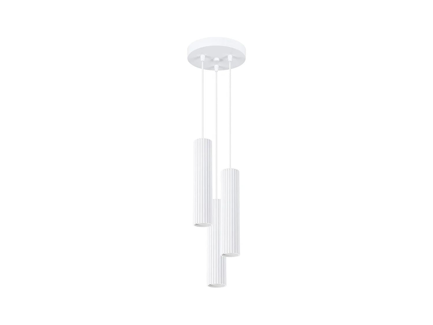 Lampada A Sospensione Karbon Minimalista Di Alluminio - 3 Sorgenti Luminose - L.19,5 X A.108 Cm - Bianco
