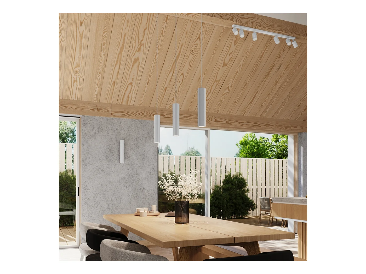 Lampe À Suspension Karbon Minimaliste En Aluminium - 3 Sources Lumineuses - L.19,5 X H.108 Cm - Blanc