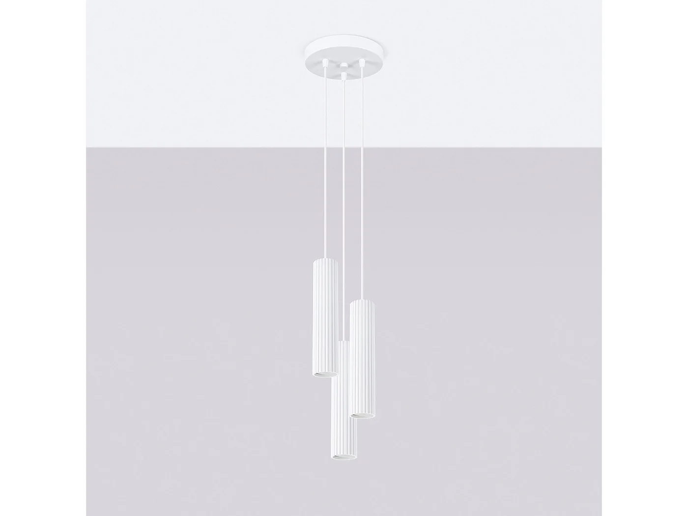 Lampe À Suspension Karbon Minimaliste En Aluminium - 3 Sources Lumineuses - L.19,5 X H.108 Cm - Blanc