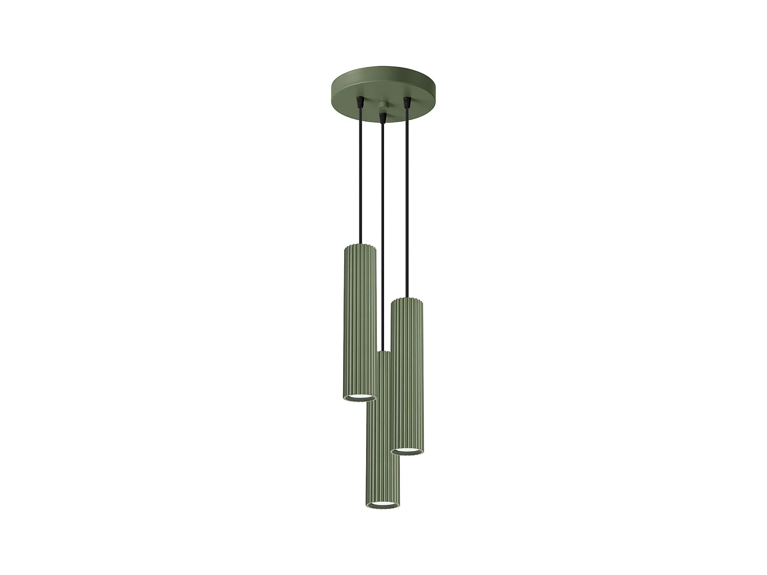 Hanglamp Karbon Minimalistisch Van  - 3 Lichtbronnen - L.19,5 X H.108 Cm - Olijfgroen