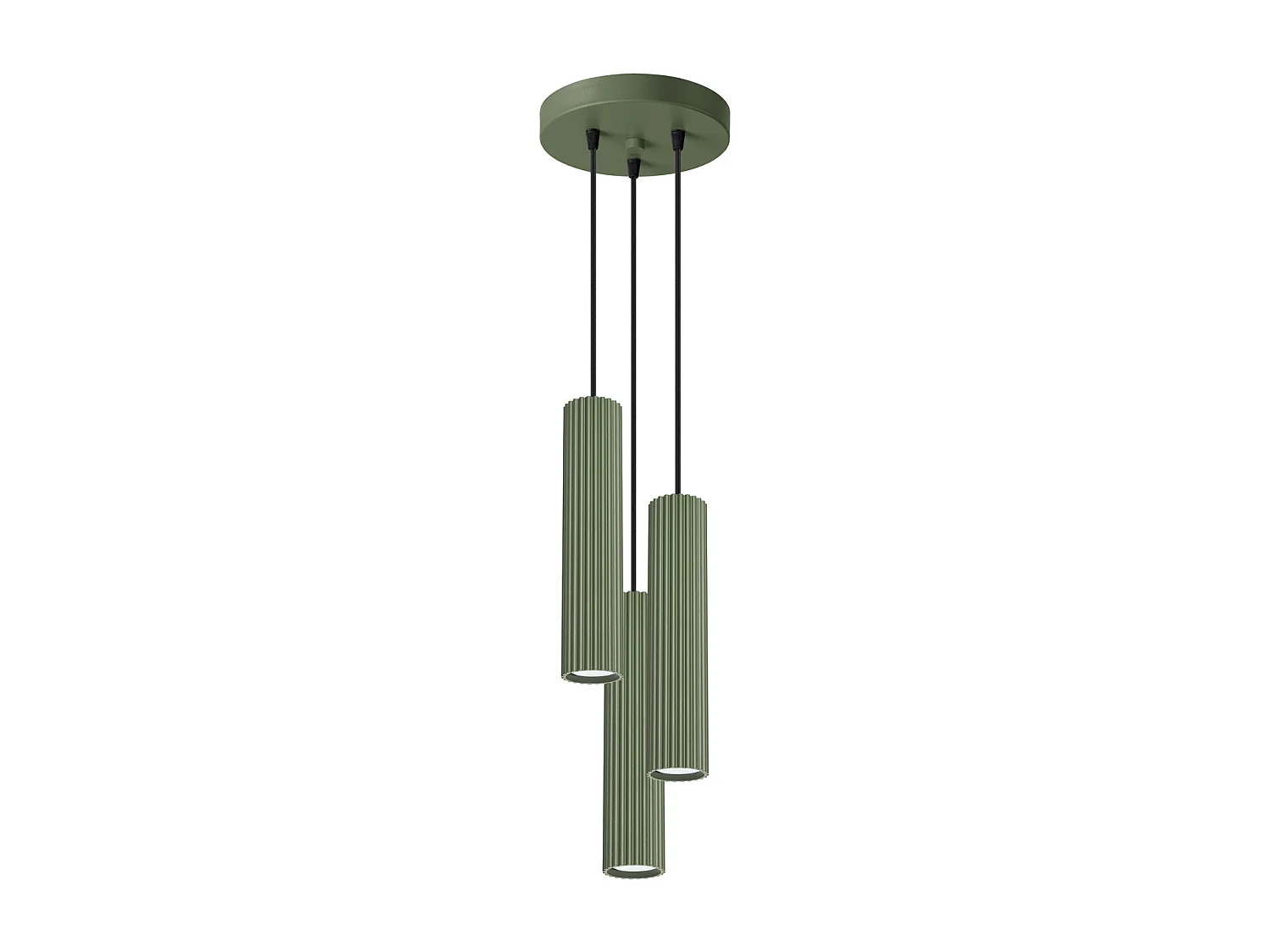 Lampe À Suspension Karbon Minimaliste En Aluminium - 3 Sources Lumineuses - L.19,5 X H.108 Cm - Vert Olive