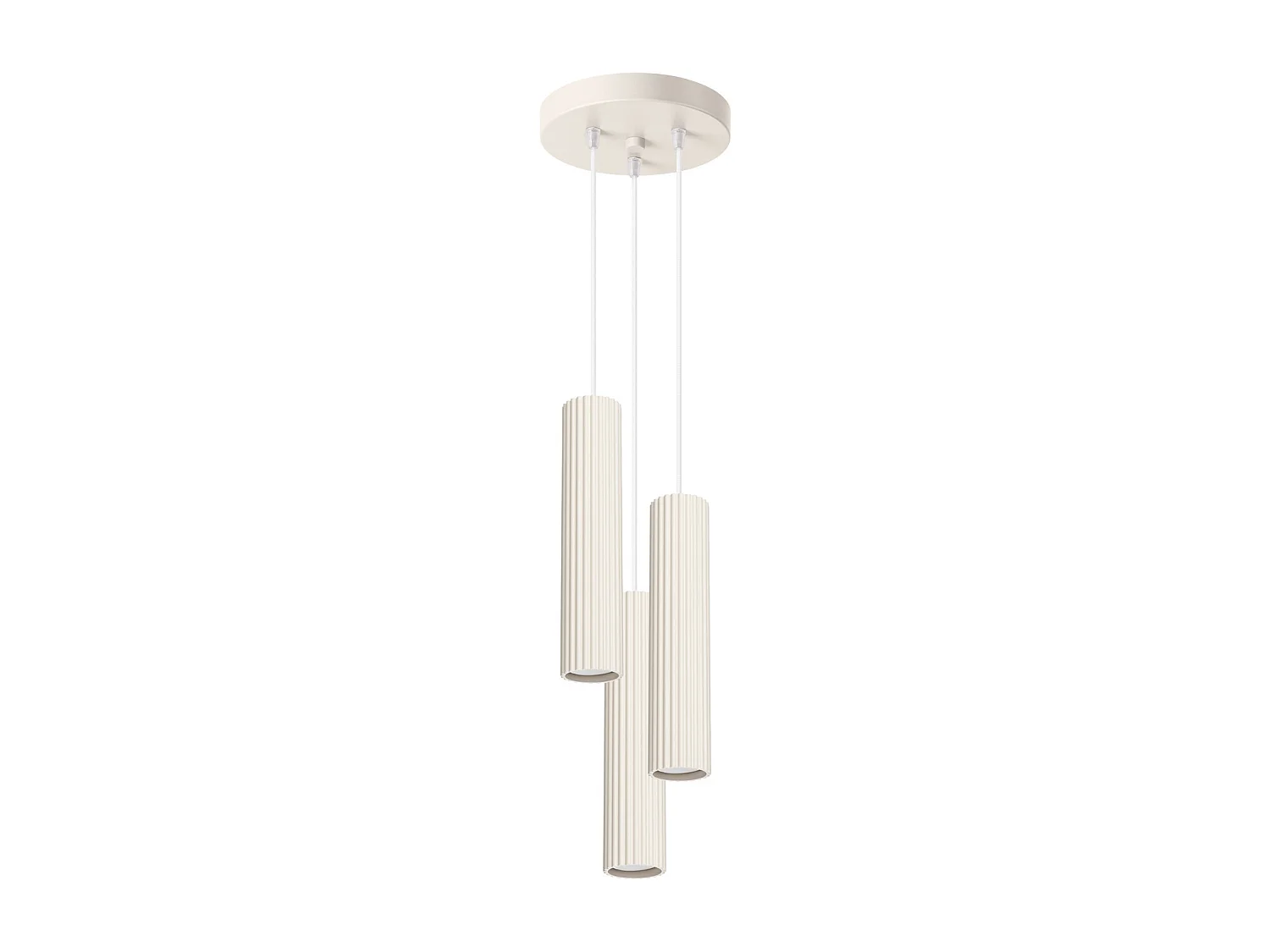 Lampada A Sospensione Karbon Minimalista Di Alluminio - 3 Sorgenti Luminose - L.19,5 X A.108 Cm - Beige