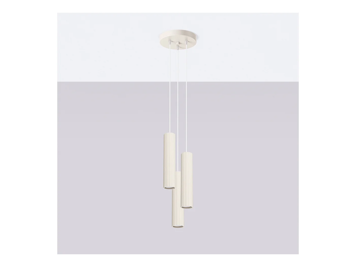 Pendelleuchte Karbon Minimalistisch Aus  Aluminium - 3 Lichtquellen - L.19,5 X H. Cm - Beige