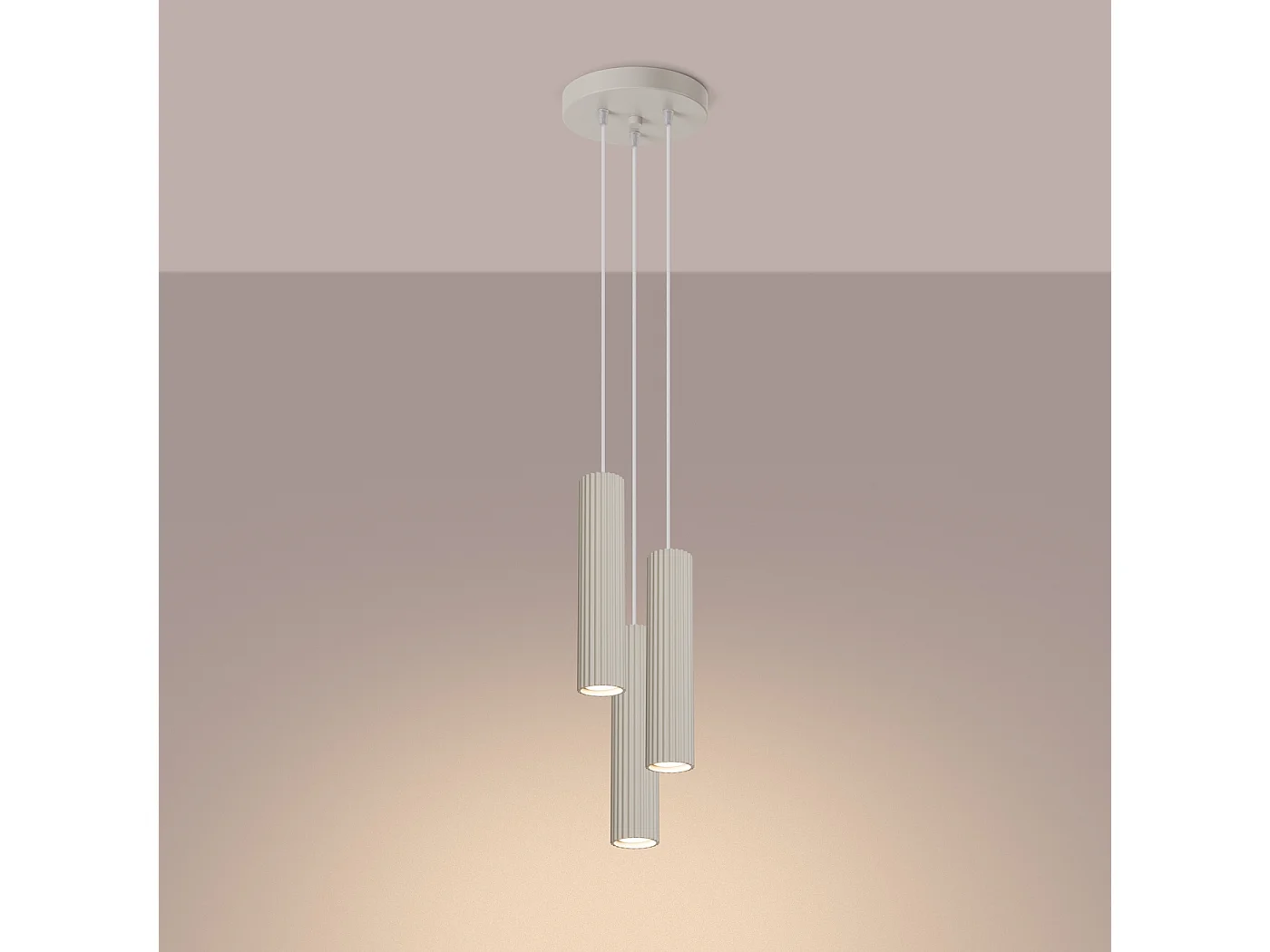 Pendelleuchte Karbon Minimalistisch Aus  Aluminium - 3 Lichtquellen - L.19,5 X H. Cm - Beige