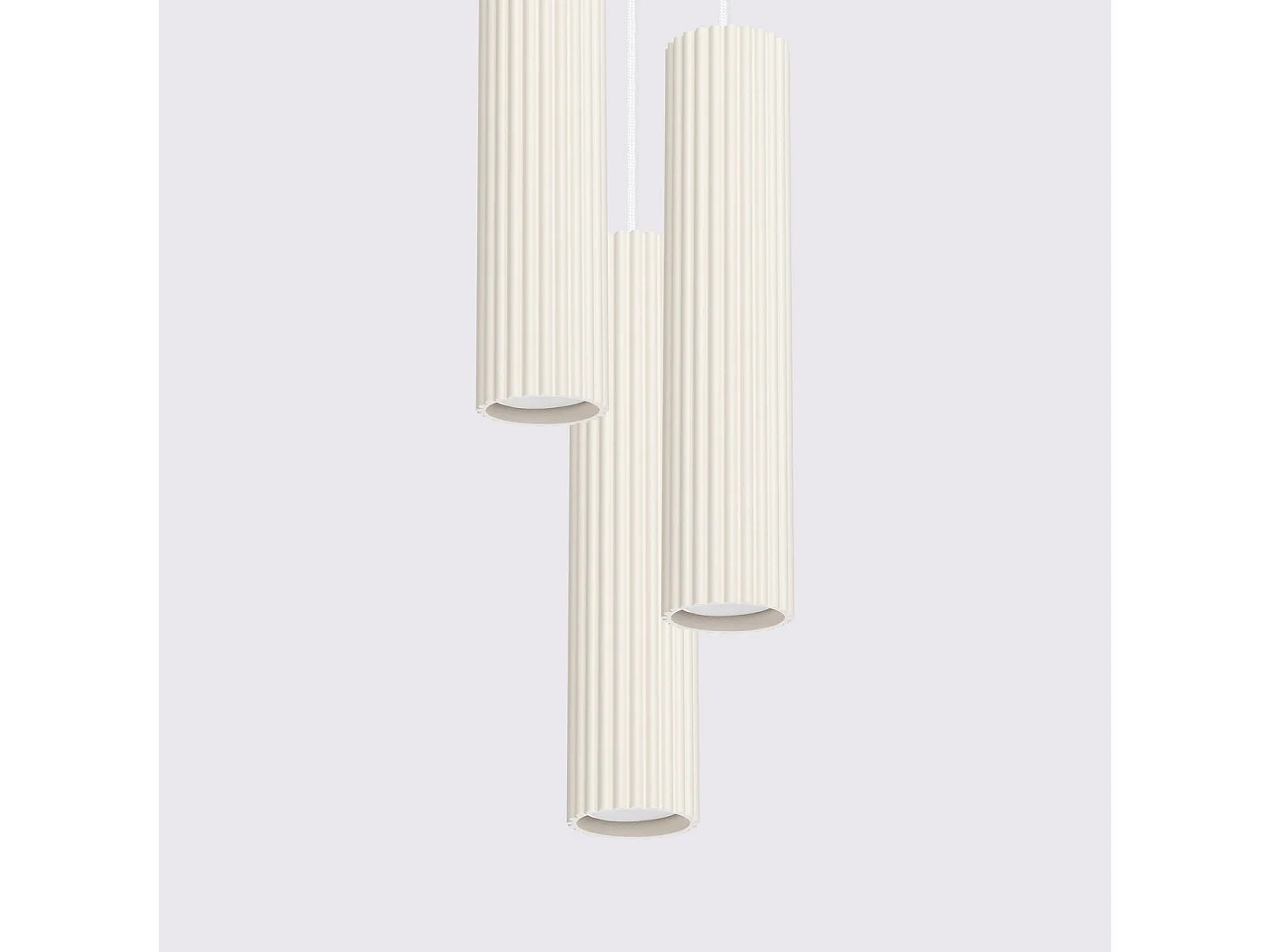 Lampe À Suspension Karbon Minimaliste En Aluminium - 3 Sources Lumineuses - L.19,5 X H.108 Cm - Beige