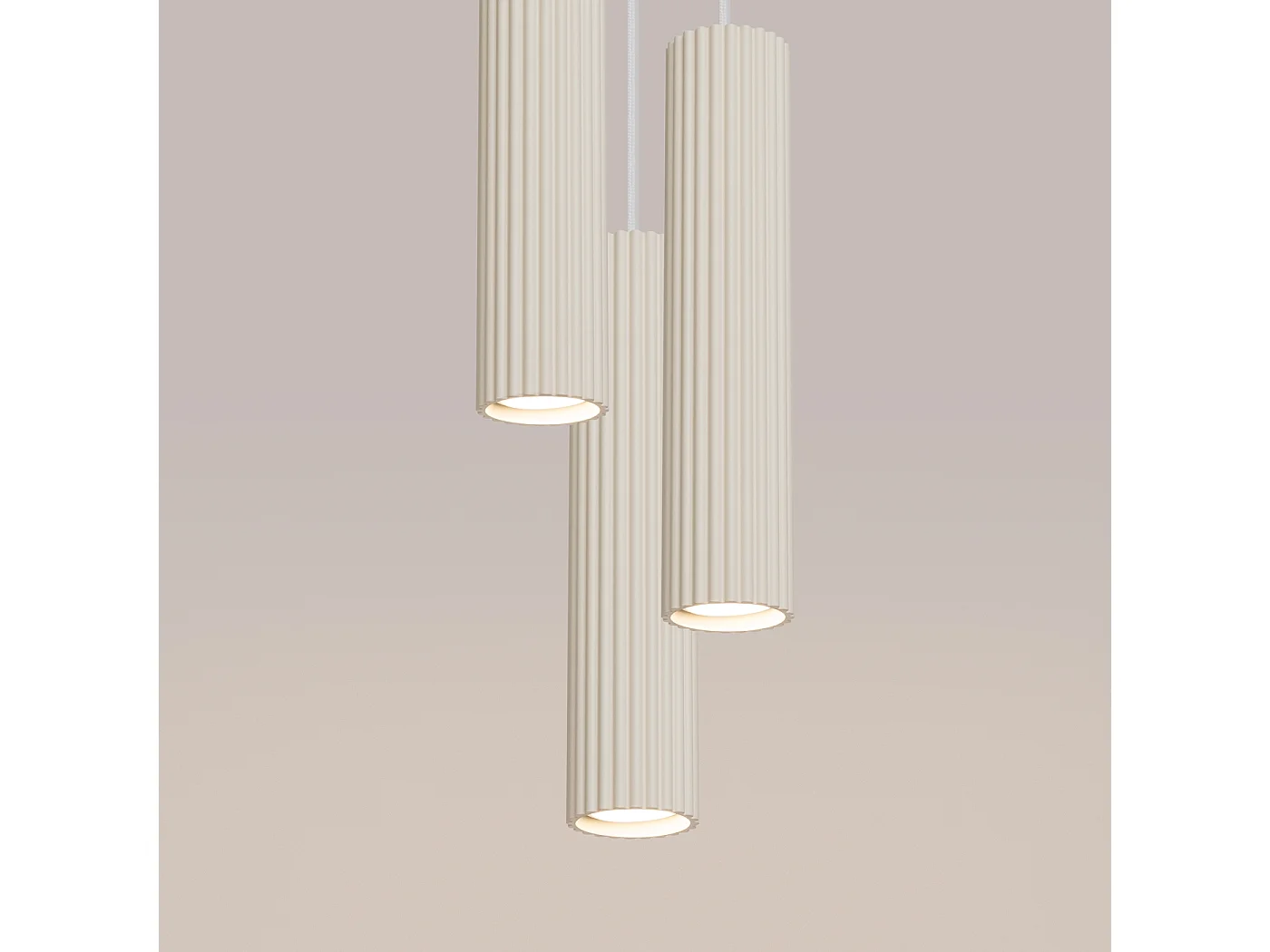 Lampe À Suspension Karbon Minimaliste En Aluminium - 3 Sources Lumineuses - L.19,5 X H.108 Cm - Beige