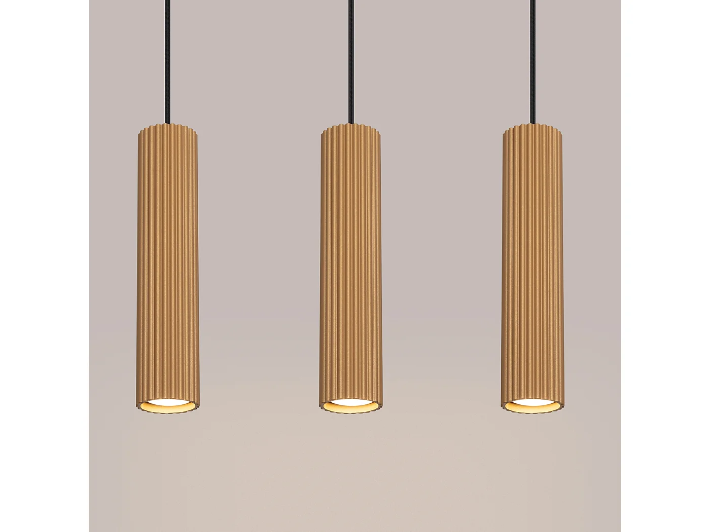 Lampe À Suspension Karbon Minimaliste En Aluminium - 3 Sources Lumineuses - L.45 X H.98 Cm - Doré