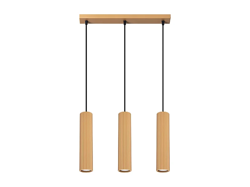 Luminária Pendente Karbon Minimalista, Alumínio - 3 Lichtbronnen - L.45 X H.98 Cm - Dourado
