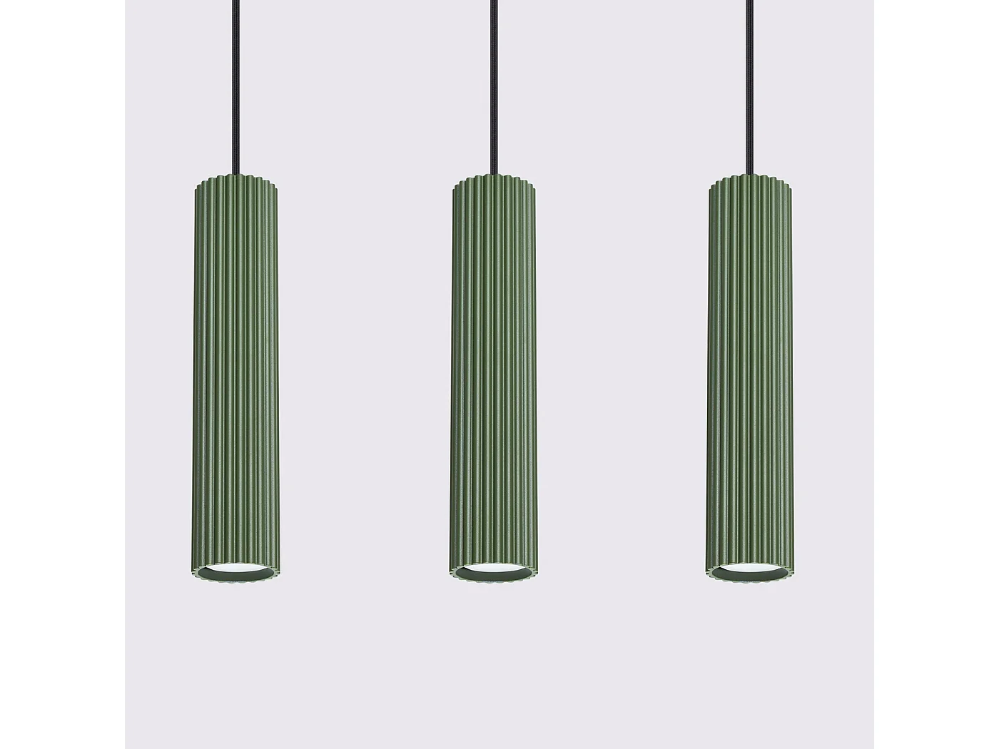 Lampe À Suspension Karbon Minimaliste En Aluminium - 3 Sources Lumineuses - L.45 X H.98 Cm - Vert Olive