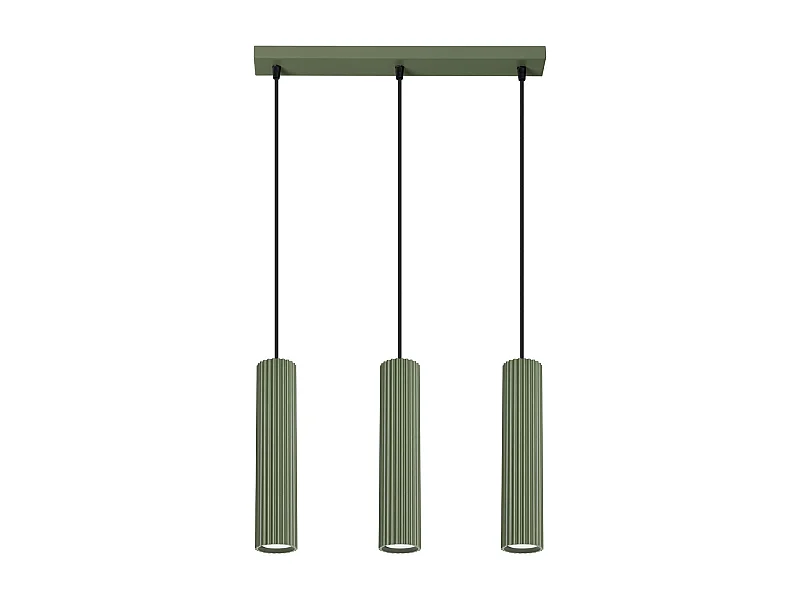 Lampe À Suspension Karbon Minimaliste En Aluminium - 3 Sources Lumineuses - L.45 X H.98 Cm - Vert Olive
