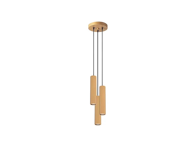 Lampa Wisząca Minimalistyczny Karbon, Aluminium - 3 Źródło - L.19.5 X H.108 Cm - Złoty