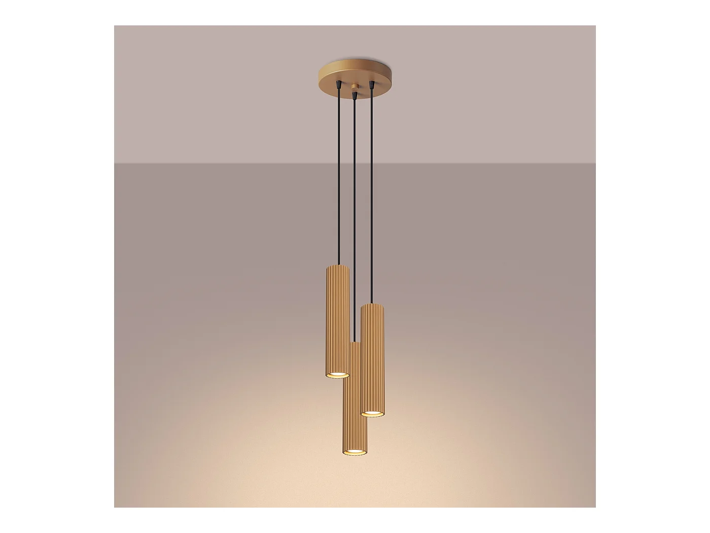 Lampe À Suspension Karbon Minimaliste En Aluminium - 3 Sources Lumineuses - L.19,5 X H.108 Cm - Doré