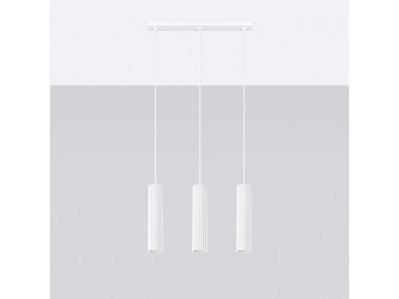 Lampe À Suspension Karbon Minimaliste En Aluminium - 3 Sources Lumineuses - L.45 X H.98 Cm - Blanc