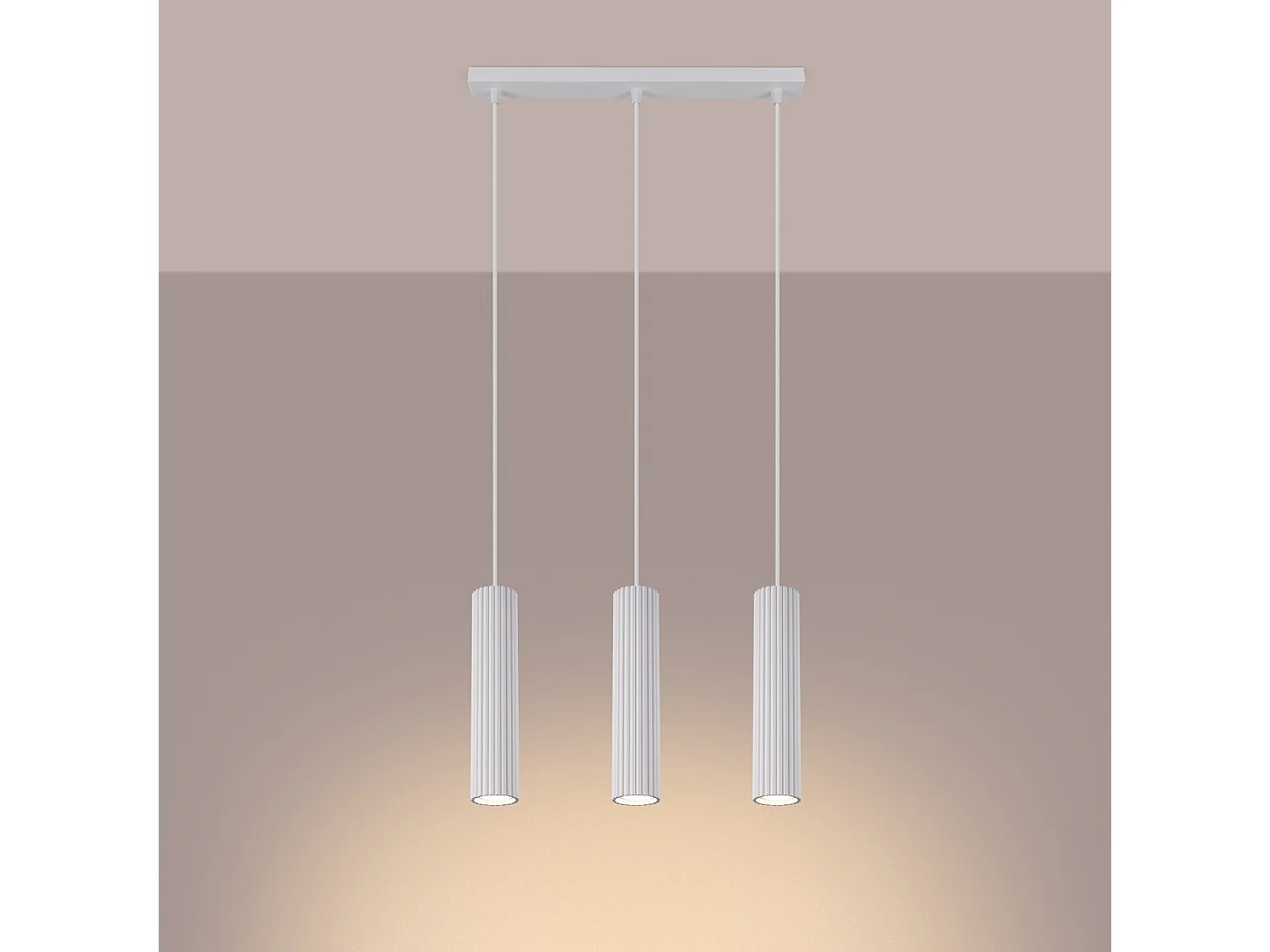 Lampe À Suspension Karbon Minimaliste En Aluminium - 3 Sources Lumineuses - L.45 X H.98 Cm - Blanc