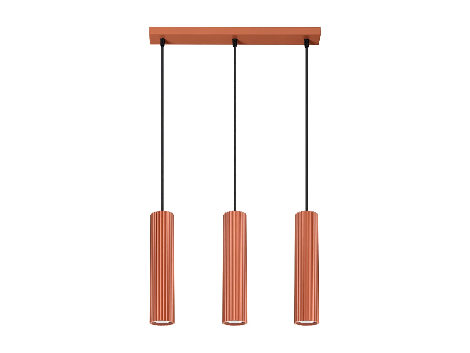 Lampada A Sospensione Karbon Minimalista Di Alluminio - 3 Sorgenti Luminose - L.45 X A.98 Cm - Ocra Rossa