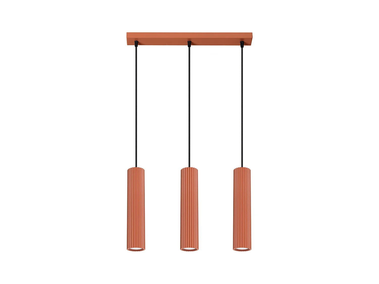 Lampe À Suspension Karbon Minimaliste En Aluminium - 3 Sources Lumineuses - L.45 X H.98 Cm - Ocre Rouge