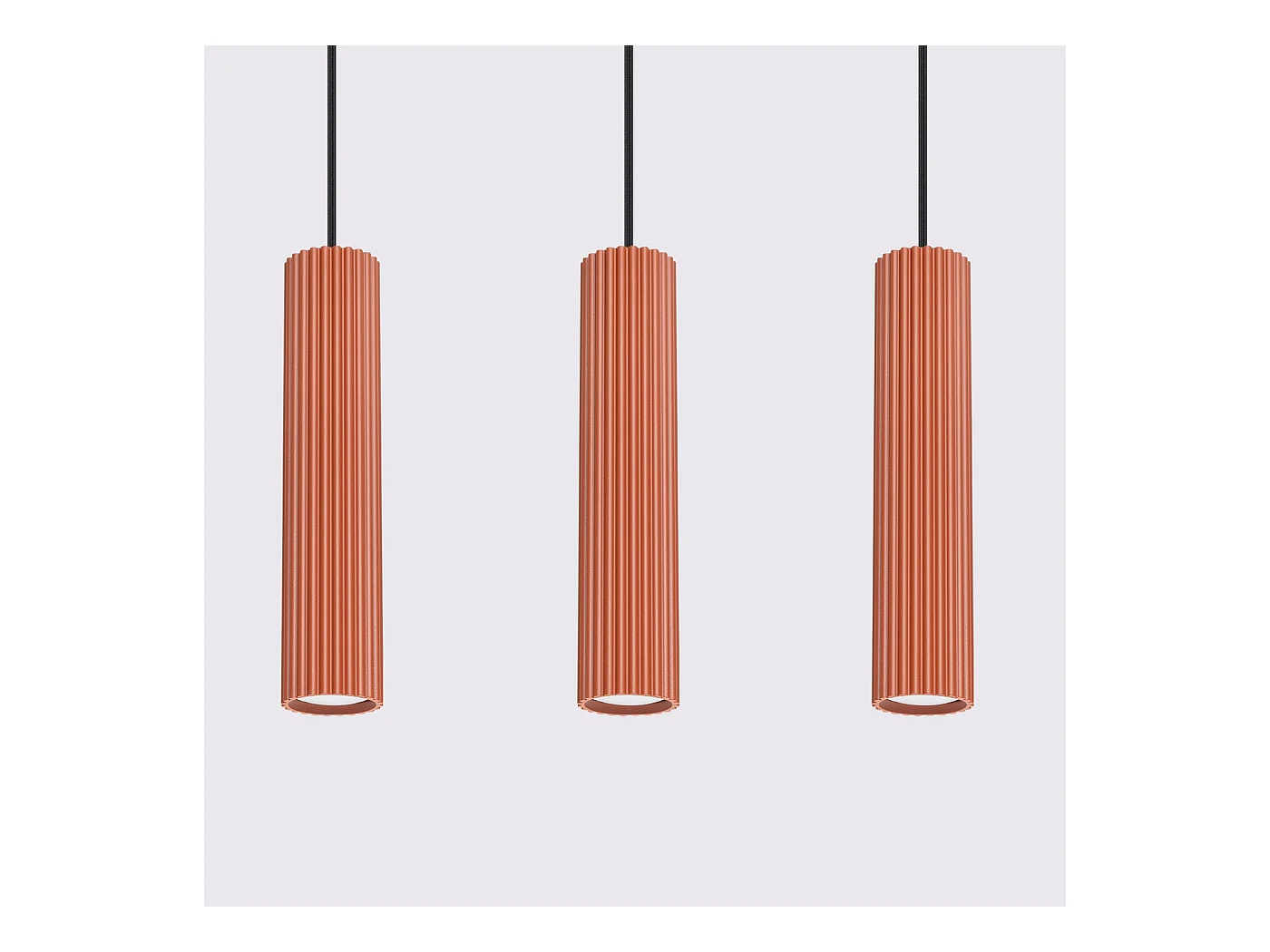 Lampe À Suspension Karbon Minimaliste En Aluminium - 3 Sources Lumineuses - L.45 X H.98 Cm - Ocre Rouge
