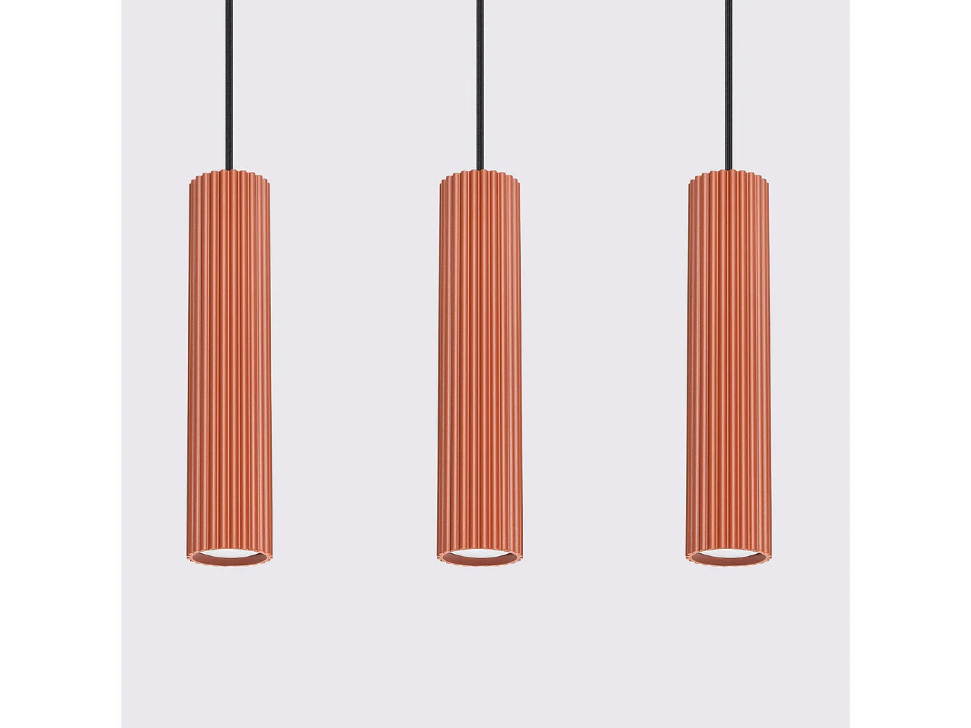 Lampe À Suspension Karbon Minimaliste En Aluminium - 3 Sources Lumineuses - L.45 X H.98 Cm - Ocre Rouge