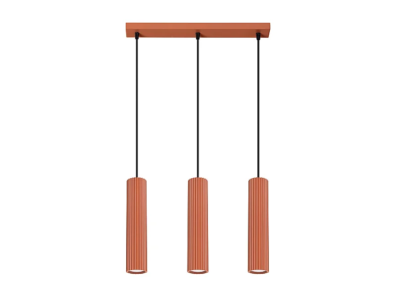Lampe À Suspension Karbon Minimaliste En Aluminium - 3 Sources Lumineuses - L.45 X H.98 Cm - Ocre Rouge