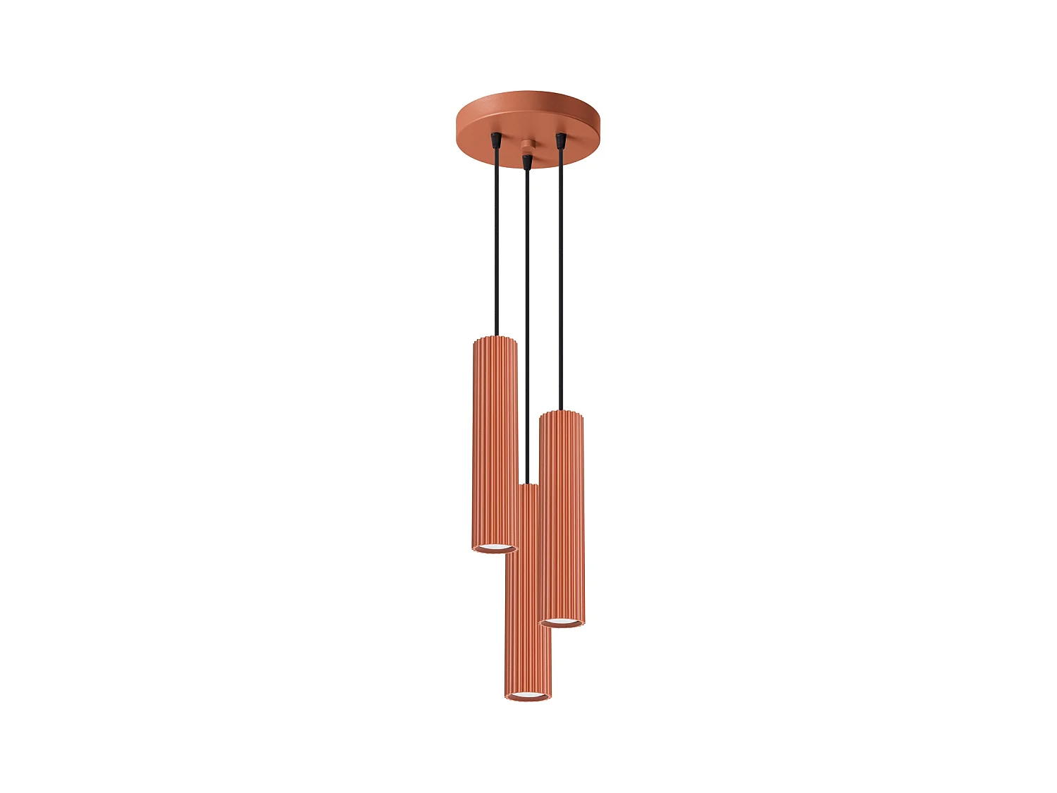 Lampe À Suspension Karbon Minimaliste En Aluminium - 3 Sources Lumineuses - L.19,5 X H.108 Cm - Ocre Rouge