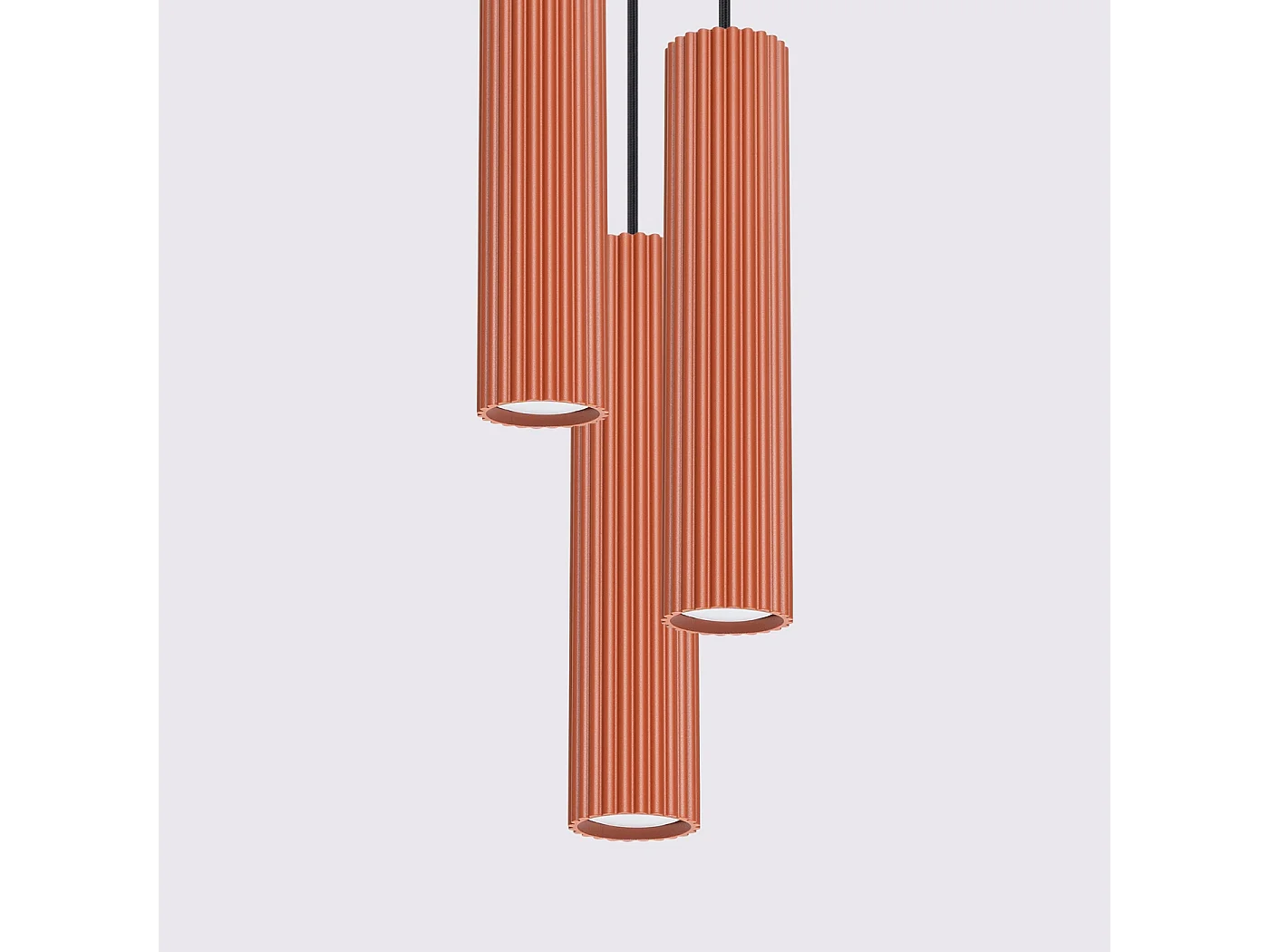 Lampe À Suspension Karbon Minimaliste En Aluminium - 3 Sources Lumineuses - L.19,5 X H.108 Cm - Ocre Rouge