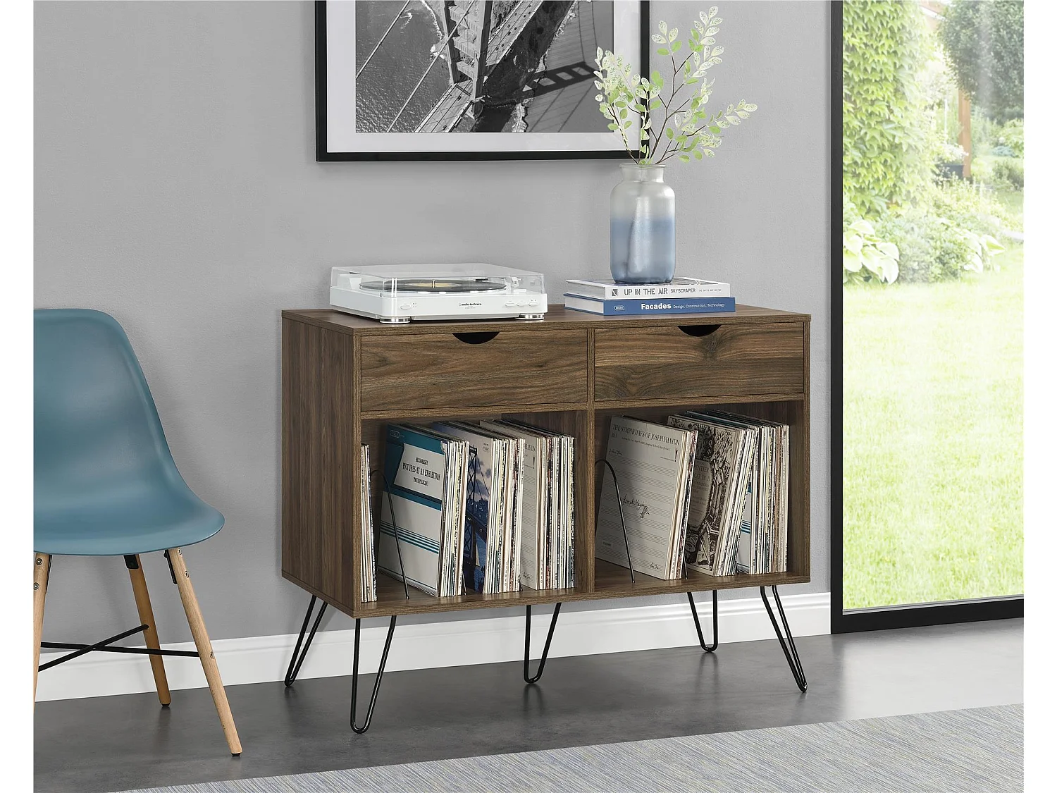 Concord | Meuble de rangement avec 2 tiroirs en aspect noyer