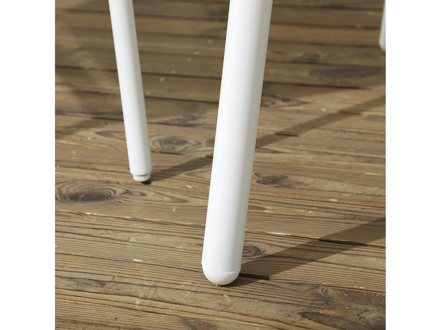 Salon de jardin 4 places 5 pièces table à manger chaises empilables coussins alu résine blanc beige