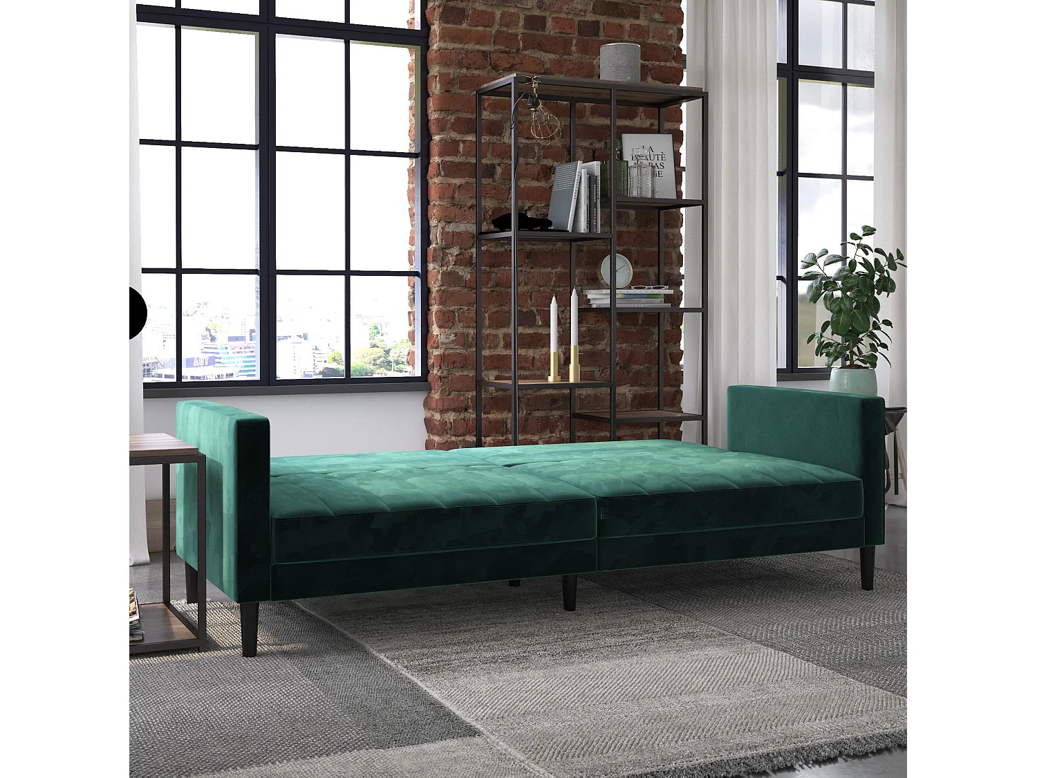 Liam | Schlafsofa 3-Sitzer aus Samt Grün