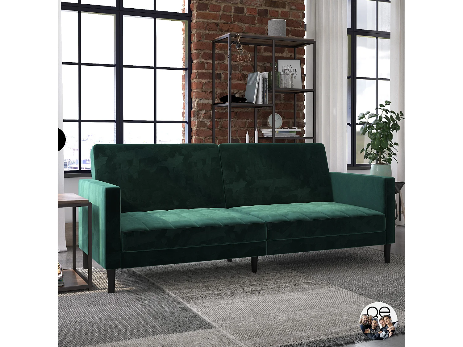 Liam | Schlafsofa 3-Sitzer aus Samt Grün