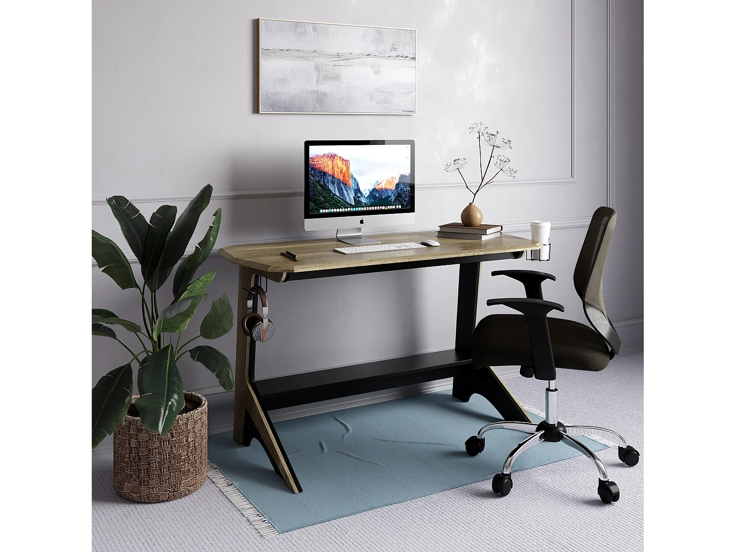 Jersey | Scrivania in effetto rovere nero