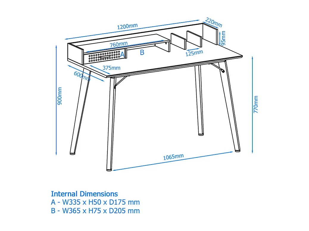 Memphis | Escritorio con 1 cajón en efecto madera gris