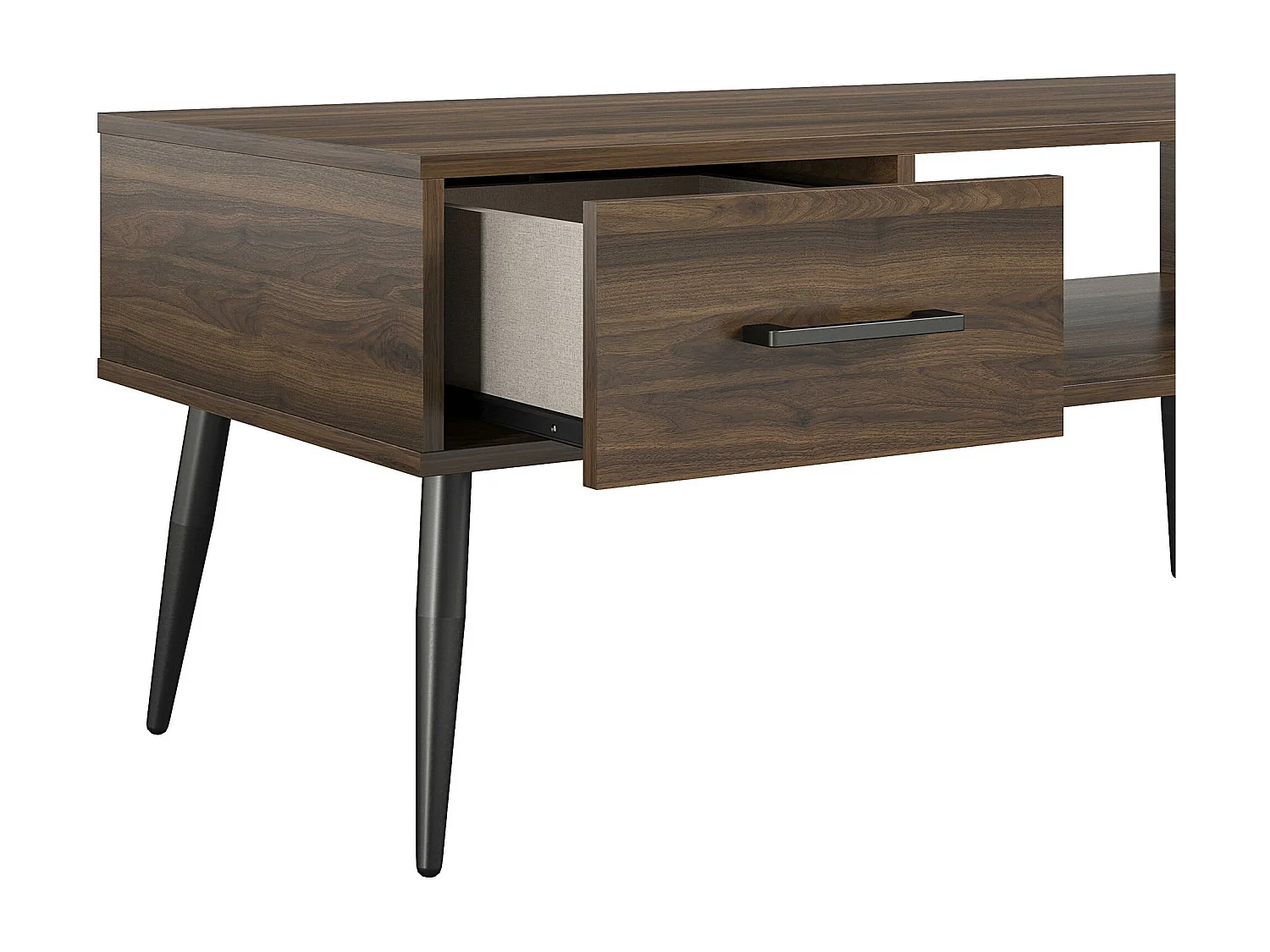 Owen | Bureau d'ordinateur en aspect chêne avec pieds en métal noir