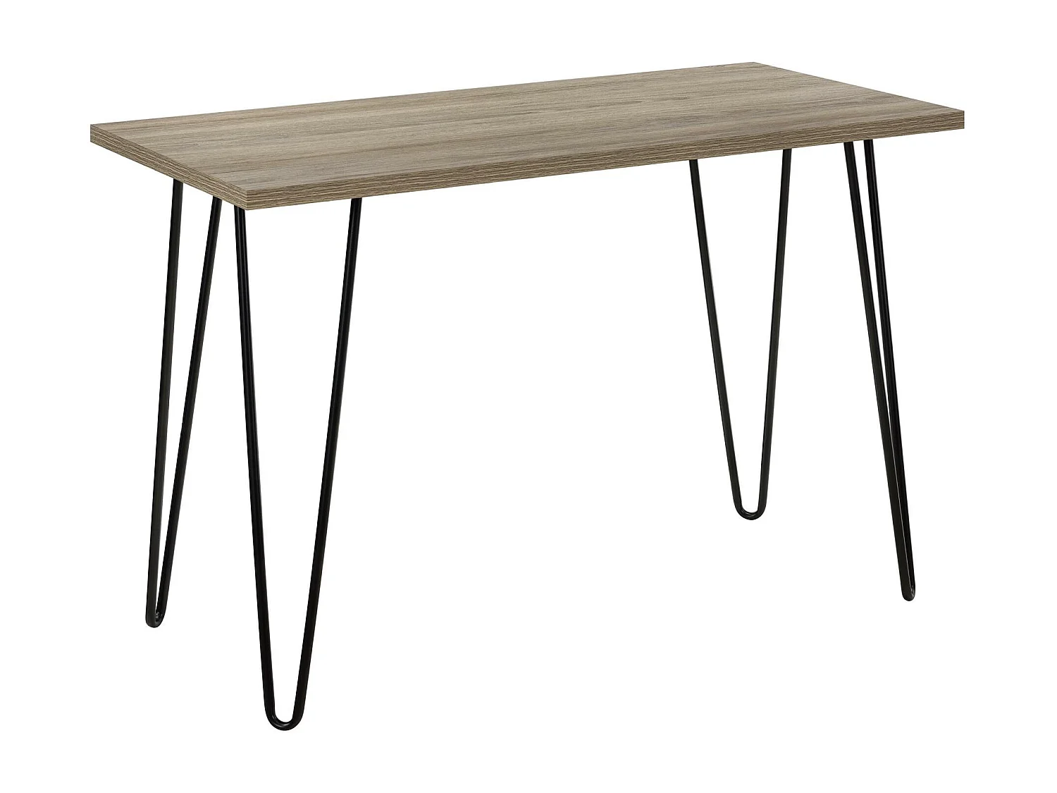 Owen | Bureau d'ordinateur en aspect chêne avec pieds en métal noir