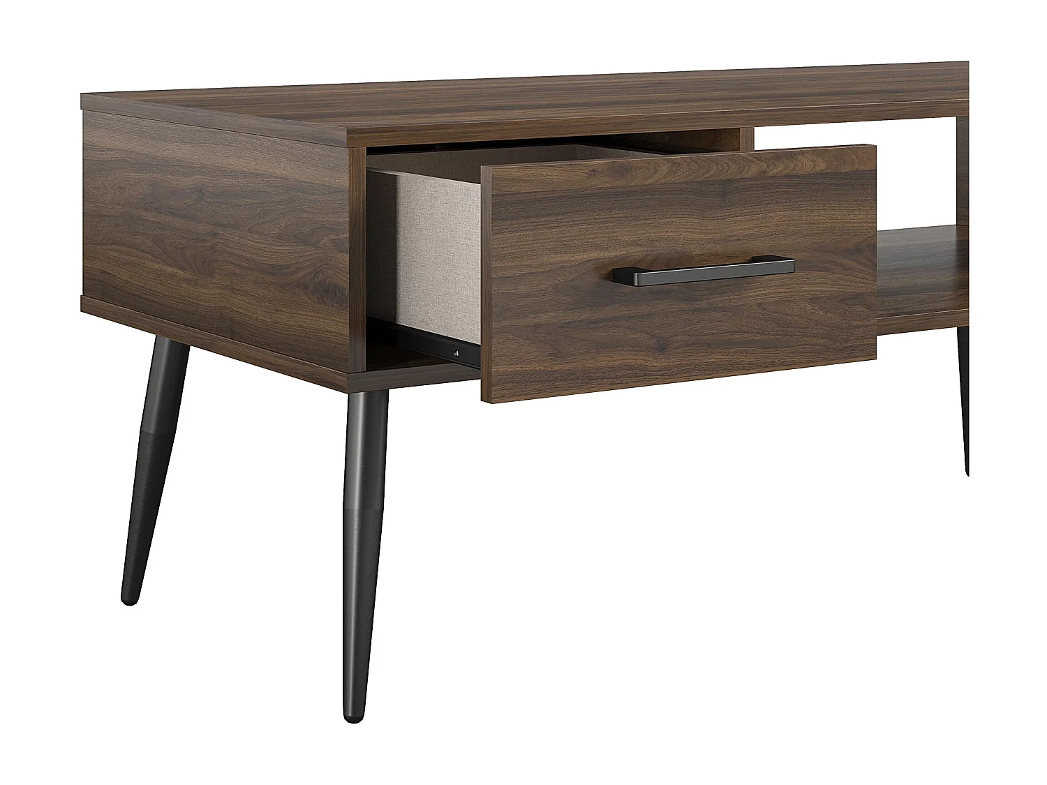 Owen | Bureau d'ordinateur en aspect chêne avec pieds en métal noir