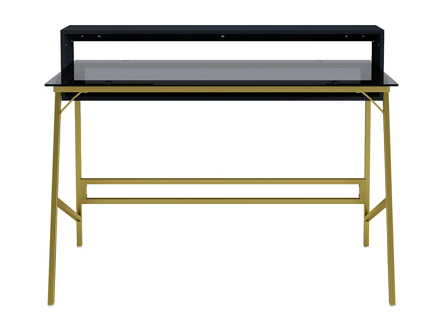 Morgan | Bureau avec plateau en verre et cadre en métal doré