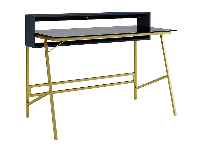 Morgan | Bureau met glazen blad en verguld metalen onderstel