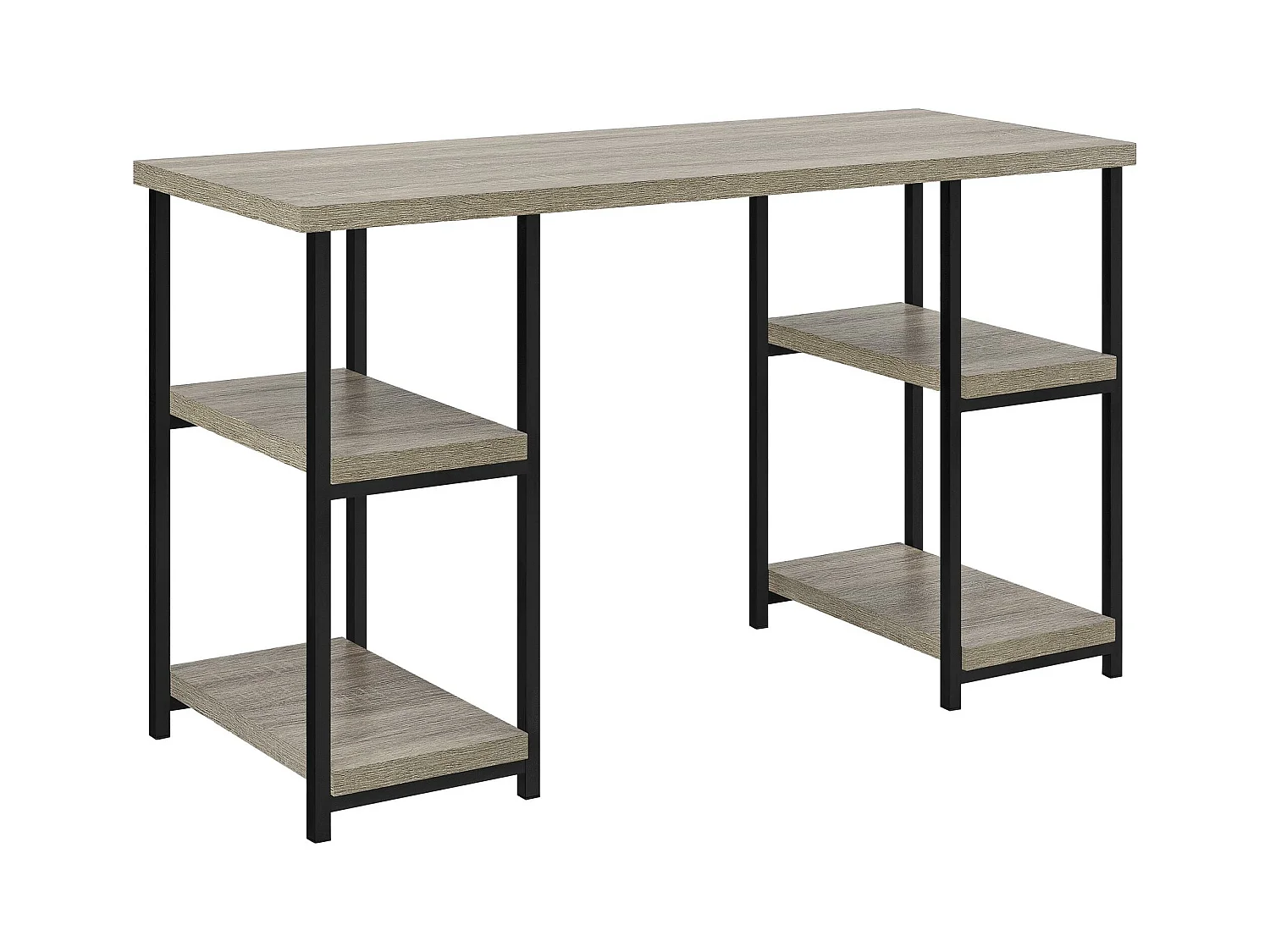 Elmwood | Bureau avec 4 étagères en aspect chêne