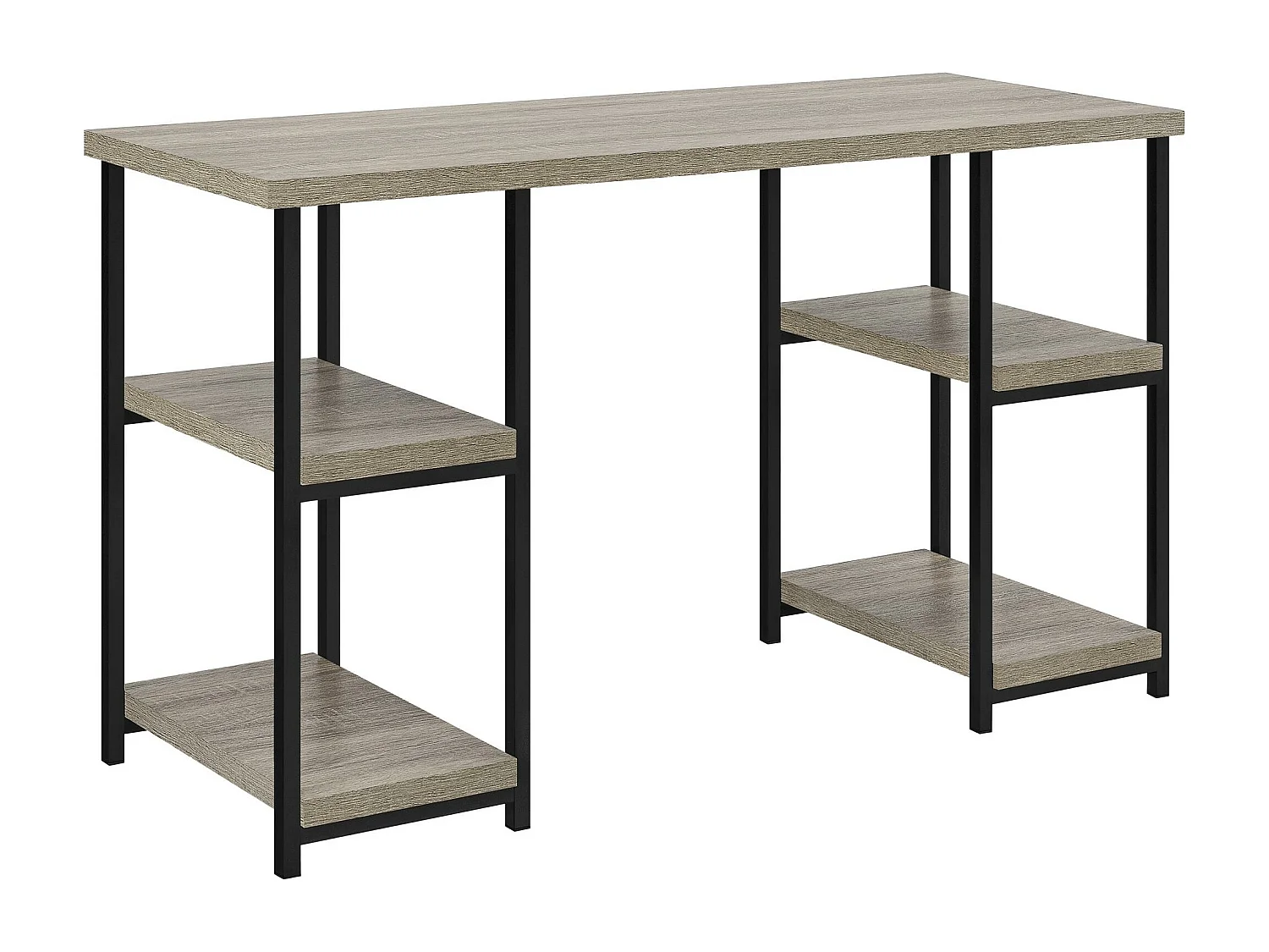 Elmwood | Bureau avec 4 étagères en aspect chêne